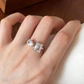 Wedding Jewelry Ring Open Size 925 Sterling Silver Engagement Zircon Ring for Women