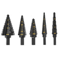 KSEIBI HSS Step Drill Bit Set 5PC Power Tool Accessories Set HSS Black Finish Plastic Box Case