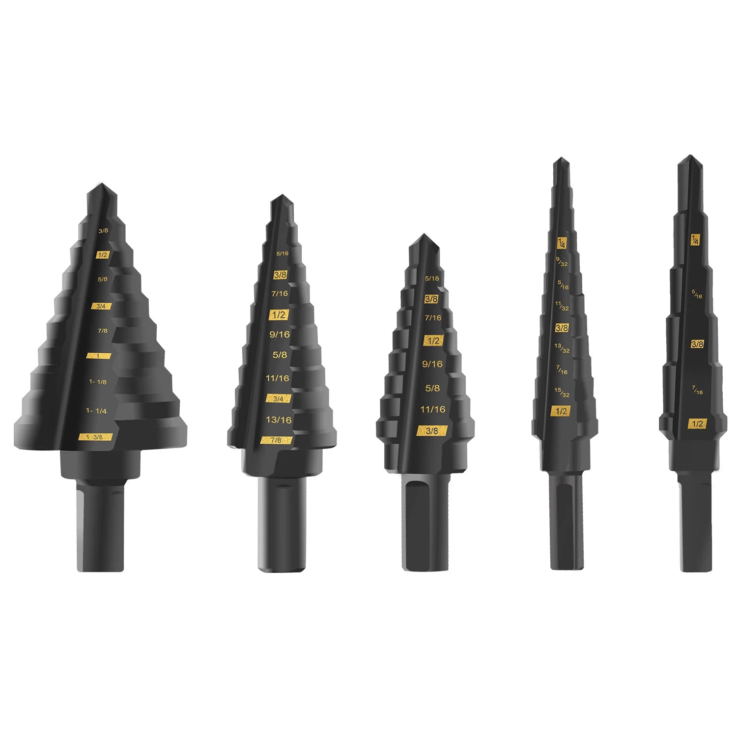 KSEIBI HSS Step Drill Bit Set 5PC Power Tool Accessories Set HSS Black Finish Plastic Box Case