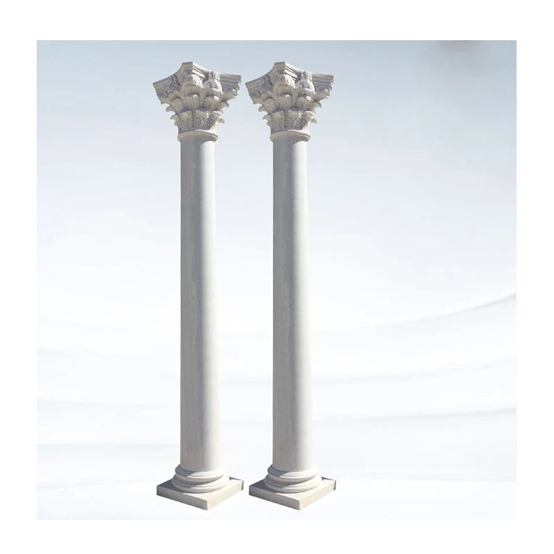 Solid Natural White Marble Roman Column Pillar Modern Design Style for Outdoor Application in Mansion Villa