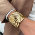 VKME Big Circle Charm Bracelet Punk Style Leaf Geometric Design Gold Color Bracelet  for Women Jewelry Wholesale