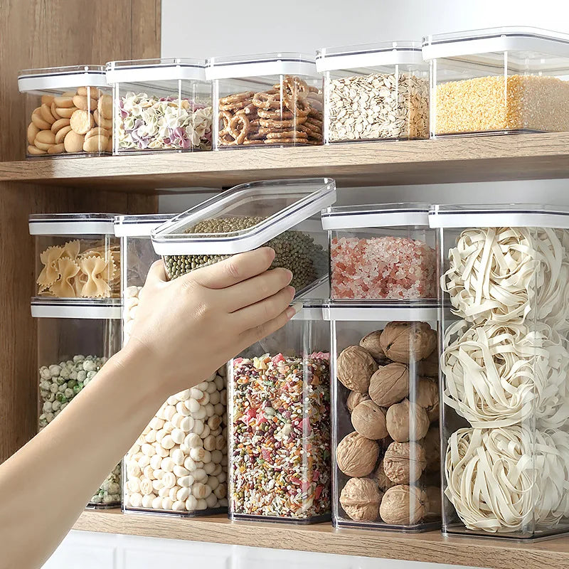 MUYI Rectangle BPA Free Clear Kitchen and Pantry Organization Canisters 1-3L Food Storage Containers