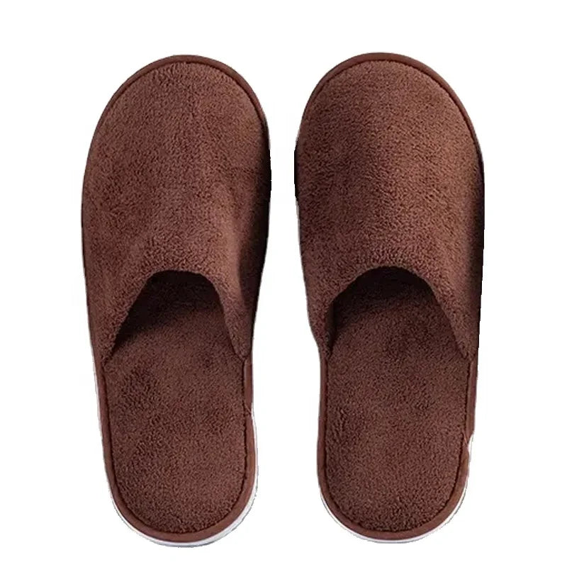 Custom Velvet Coral Fleece Disposable Wedding Slippers Personalized Hotel Amenities for Bridal Parties and Guest Comfort