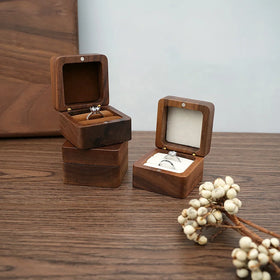 Customize Wooden Proposal Wedding Portable Travel Ring Earrings Studs Pendant Mini Jewelry Storage Boxes with logo