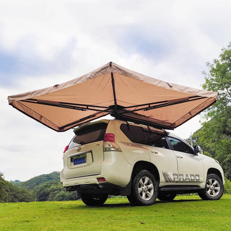 2024 LLOYDBERG Outdoor Camping Free Standing 4x4 Car Rack Awning 270 Degree Extension Quick Opening Camouflage Foxwing Design