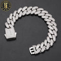 Factory Wholesale Hip Hop Jewelry 16mm White Gold Brass Micro 5A Baguette CZ Diamond Cuban Link Bracelet for Men