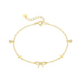 14K Rose Gold Plated 925 Sterling Silver Rhodium Bowed Bracelet Zircon Diamond Elegant Number-shaped Bangles for Wedding Gift