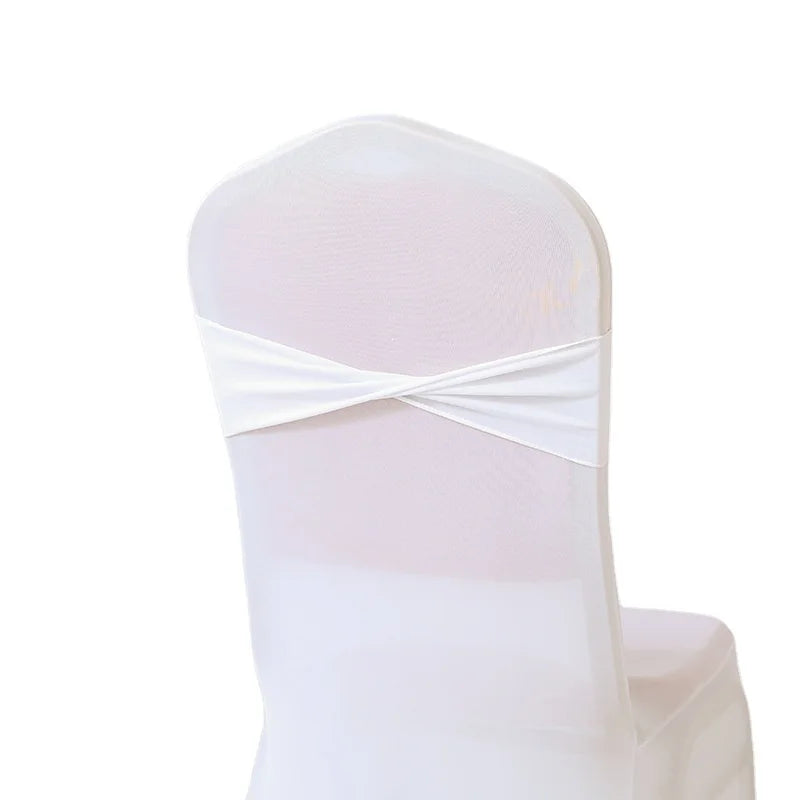 Hot Selling White and Golden Easy Decoration Chair Sashes Wholesale Banquet Chair Covers for Weddings and Parties MegaBDM