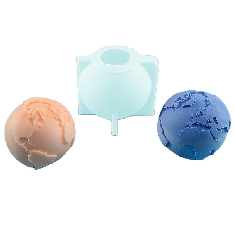 Earth Moon Candle Molds 3D Globe Shaped Epoxy Resin Mold for Bath Salt Soap Making Home Decoration Silicone Molde Bath Bomb