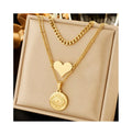 Multi-layer Circular Carved Eye Pendant love Collarbone Chain Necklace for Women 18k Gold Plated Necklace