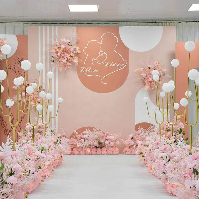 New Design Wedding Decoration Pink Artificial Flower Floor Row Hanging Flowers