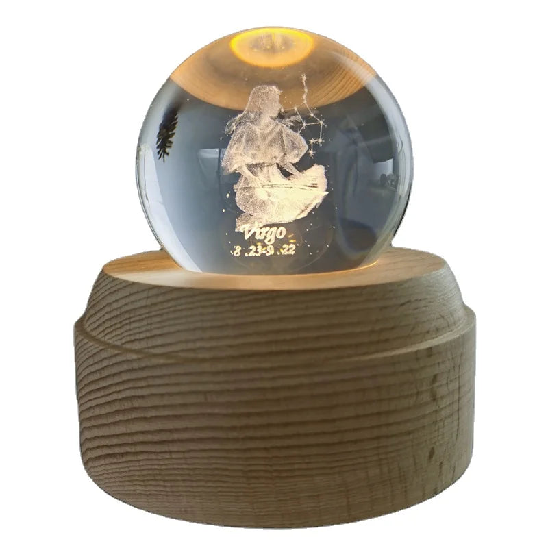 Music Box Carved in 12 Constellations Crystal Ball Music Box
