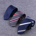 Men's Fashion Slim Neck Ties Casual Blue Plaid Gravatas for Business or Wedding 6cm Width Skinny Neck Striped Pattern