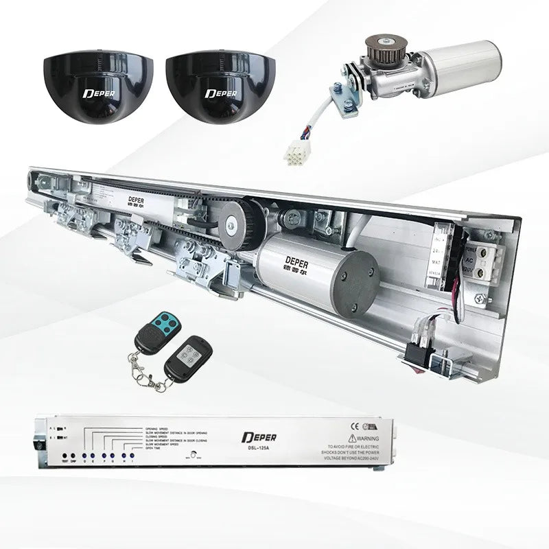 DEPER 24V DC Brushless Motor 125A Modern Aluminium Automatic Sliding Glass Door for Hotels Option