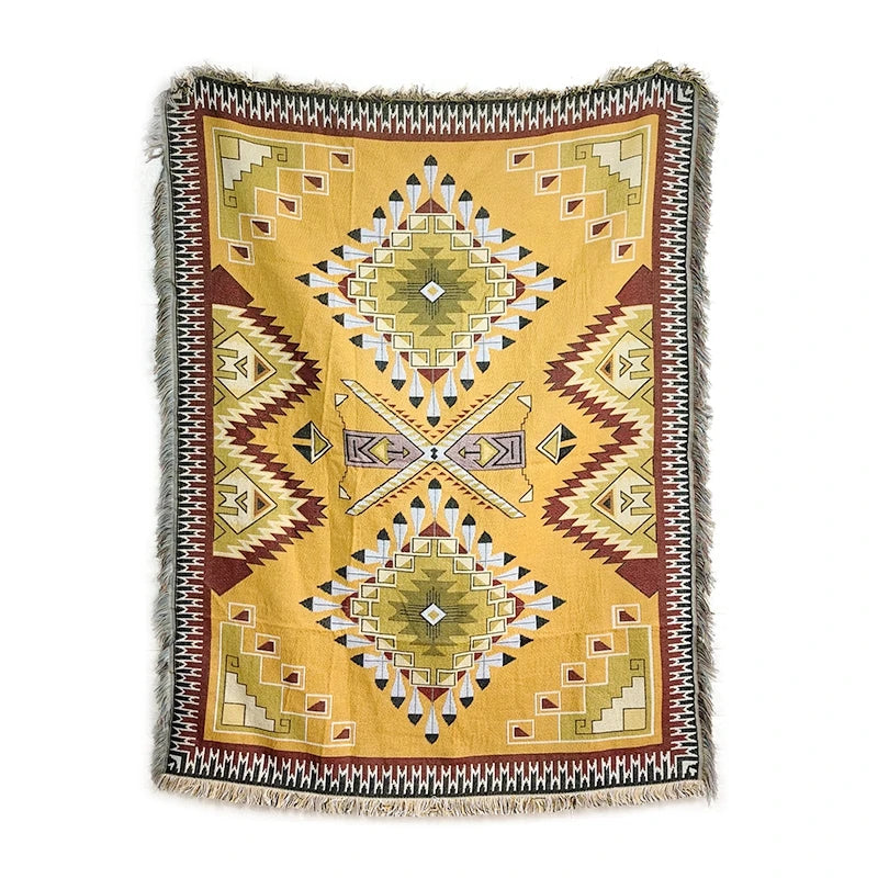 Manufacturer Cotton Woven Throw Blanket Vintage Style Native Throw Rugs for Home Decor