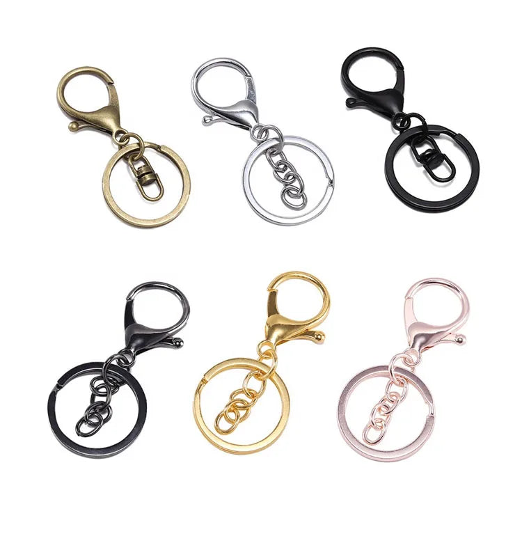 Wholesale Metal Lobster Claw Clasp Keychain Swivel Clasp Hook Key Ring Loop Key with 30mm Flat Split Ring Swivel Clasp