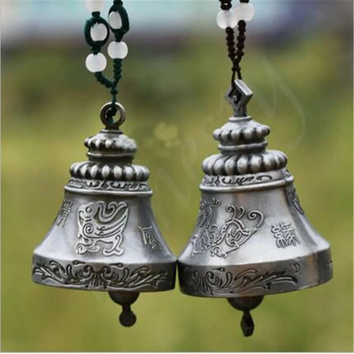 1 Pair Chinese Dragon Phoenix Feng Shui Bell Good Luck Fortune Hanging Wind Chime Decor