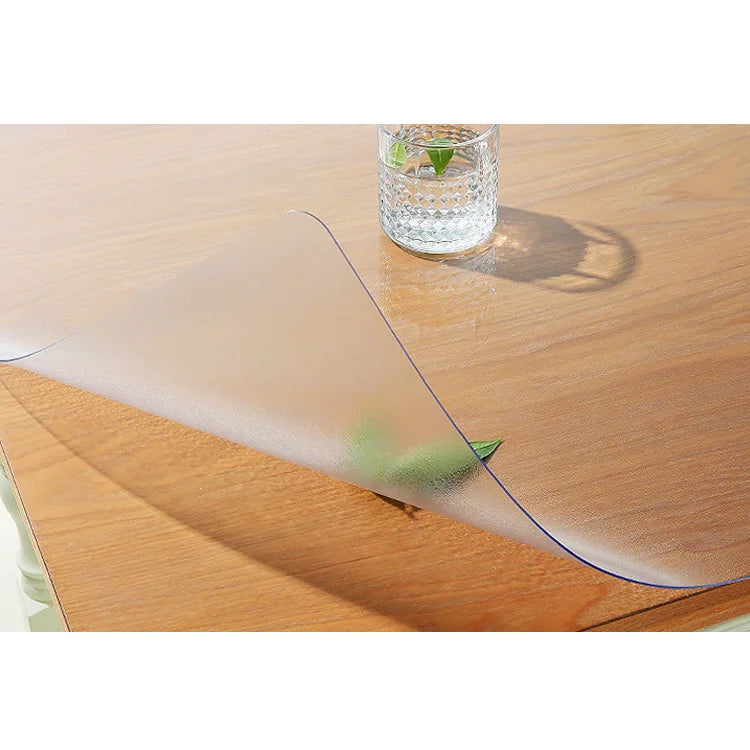 Rectangle Pvc Clear Soft Glass Design 2.0mm Waterproof Oil Proof Household Eco-friendly Flat Tablecloth Table Cover