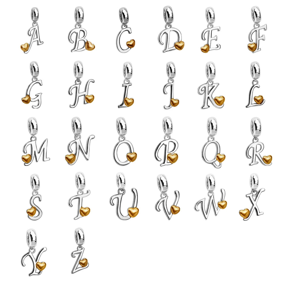 26 English Letter Pendants Brass Initial Alphabet for Fashionable Necklaces and Charms