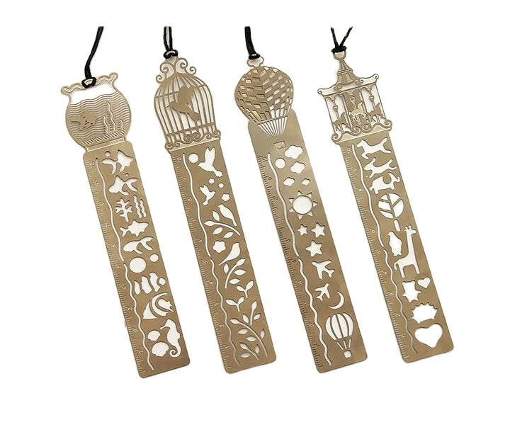 Silver Bookmark Ruler with Wood and Acrylic Materials 15*2.3cm Straight Ruler