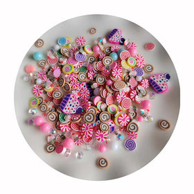 500g Valentine's Day Themed Heart-Shaped Clay Slices Pearls Diamond Beads Sprinkles DIY Crafts Slime Filling Nail Art Decor