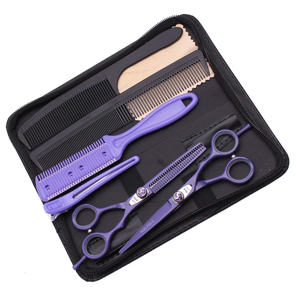 Professional 5.5\" 6\" Japanese Steel Barber Scissors Sharp Cutting Thinning Shears & Shaving Comb A1018 for Barber Shop Use