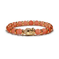 New Design Natural Stone CZ Pave Buddha Charms Real Gold Plating Beaded Elastic Bracelet for Women