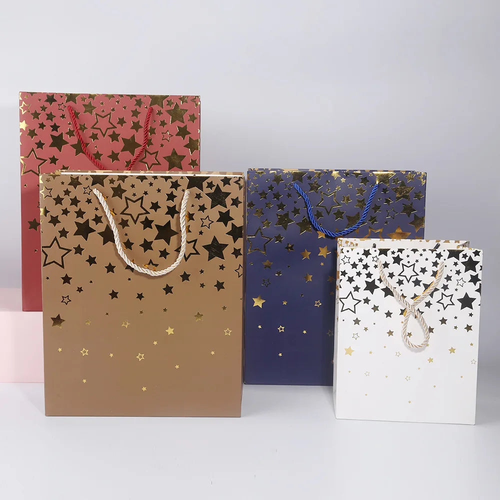 Multicolor Hot Stamping Star Gift Bag Creative Custom Children Shopping Clothing Packaging Bag