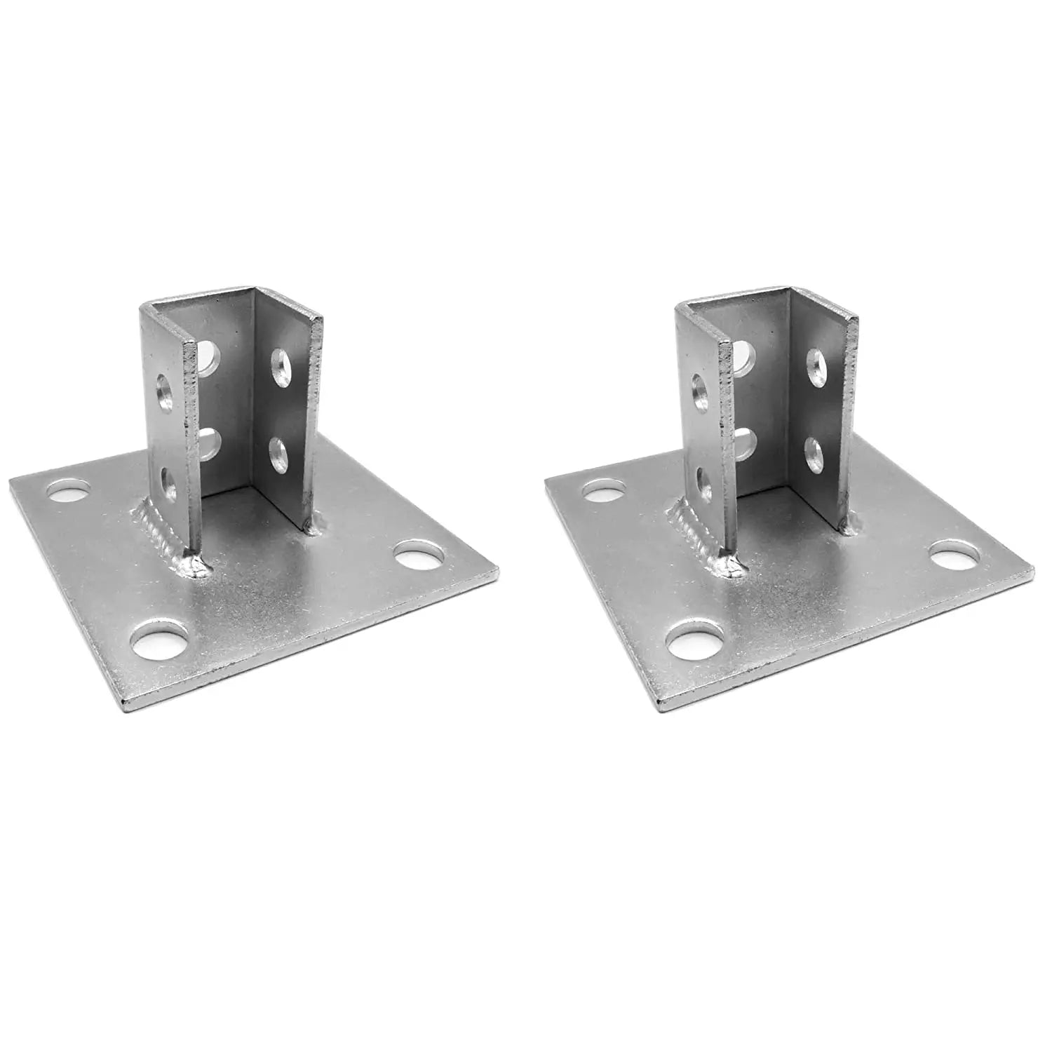 Single Channel Square Post Base Strut Mount Bracket Zinc Plated Corrosion Resistant Heavy-Duty Support Customizable Size