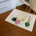 Tongxin Hot Sale Colorful Heart Pendant Enamel Necklace 18K Gold Plated Stainless Steel Necklace Jewelry for Women