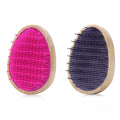Bamboo Pocket Shampoo Brush Egg Shape Rubber Massage Scalp Hairbrush Custom logo