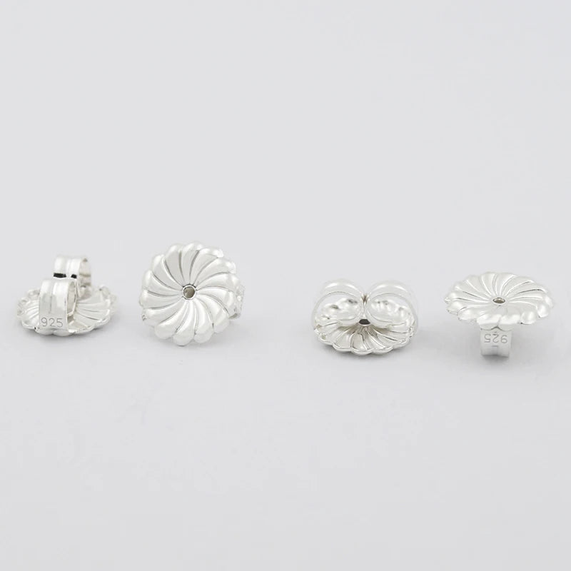 Earring Backs Stopper Flower Shape Earrings Backs 925 Sterling Silver Jewelry Findings