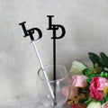 Black Mirror Initial Drink Stirrer Custom Stir Sticks Personalized Acrylic Drink Stirrer Wedding Stir Stick Wedding Decor