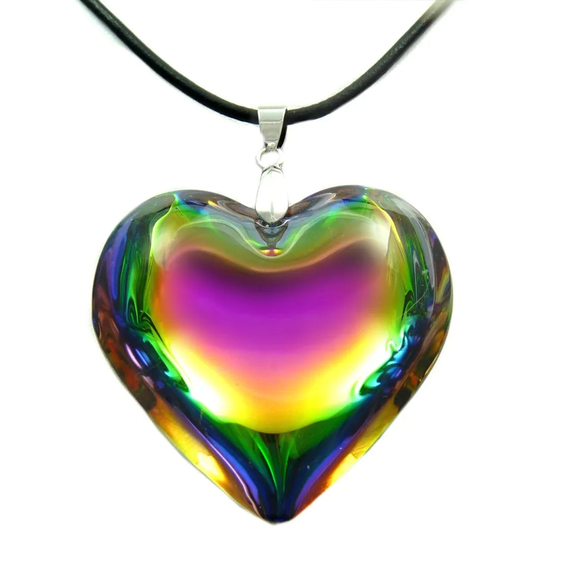 Fashion Red Heart Shaped Glass Pendant Necklace for Women Charm Jewelry Party Gift