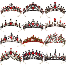 Black Red Vintage Tiara Princess Rhinestone Crystal Beauty Custom Handmade Pageant Queen Miss World Crown