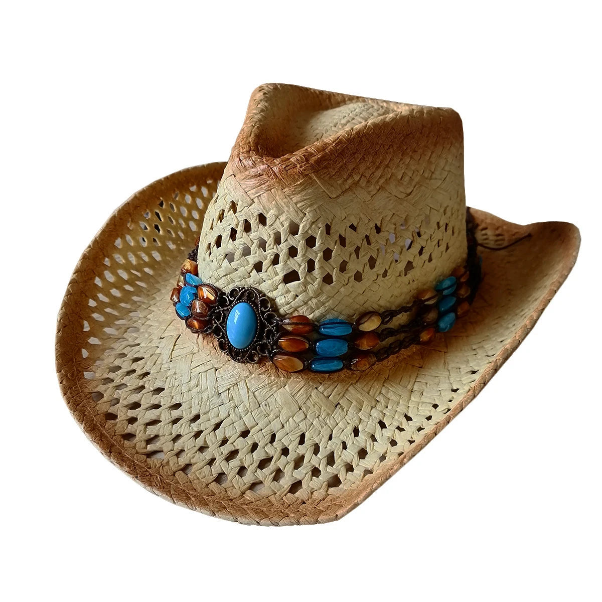 Stock Men Straw Hat USA American Western Texas Cowboy Hat Shapable Brim Sombreros Paper Straw Cowgirl Hat
