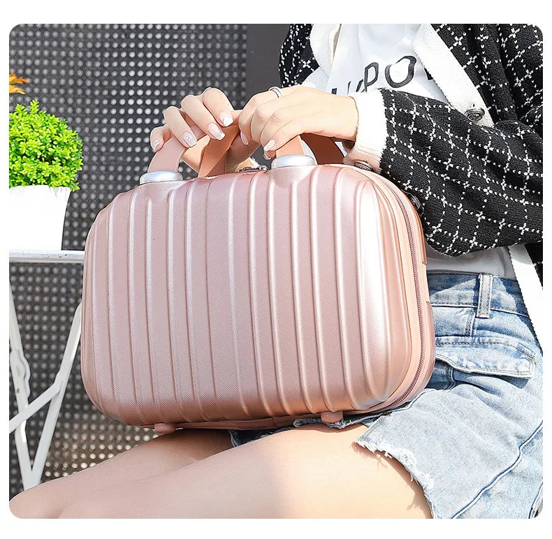 Anti Scratch Waterproof ABS 14 Inch Cosmetic Hard Case Beauty Makeup Organizer Box Lightweight Large Capacity