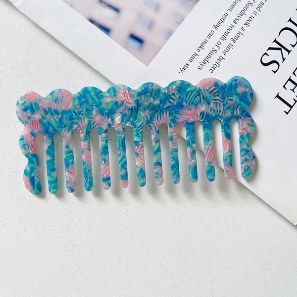 HZ Custom Logo Handmade Acid Material Acetate Comb Anti Static Detangle Wide Tooth Comb Cellulose Acetate Comb