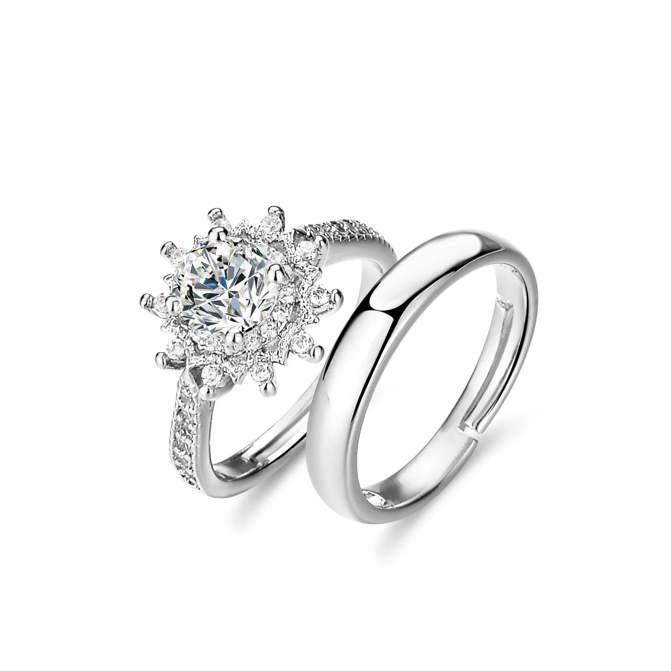 Luxury Imitation Moissanite Sunflower Diamond Ring for Women Men Wedding Engagement Wedding Jewelry Elegant Round CZ Pave Ring