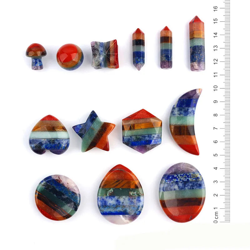 2026 Wholesale Spiritual Meditation Crystal Heart Healing Crystal 7 Chakra Tumbling Stone Box Set
