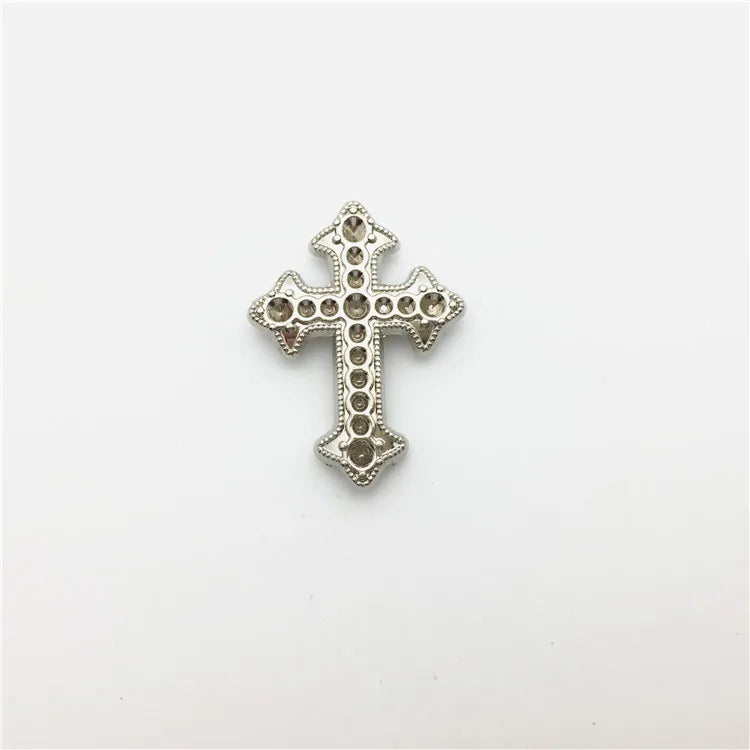Customized Belt Accessaries Metal Saddle Cross Shape Rhinestone Western Conchos Slider Cross Rhinestone Buckles with Metal Rings