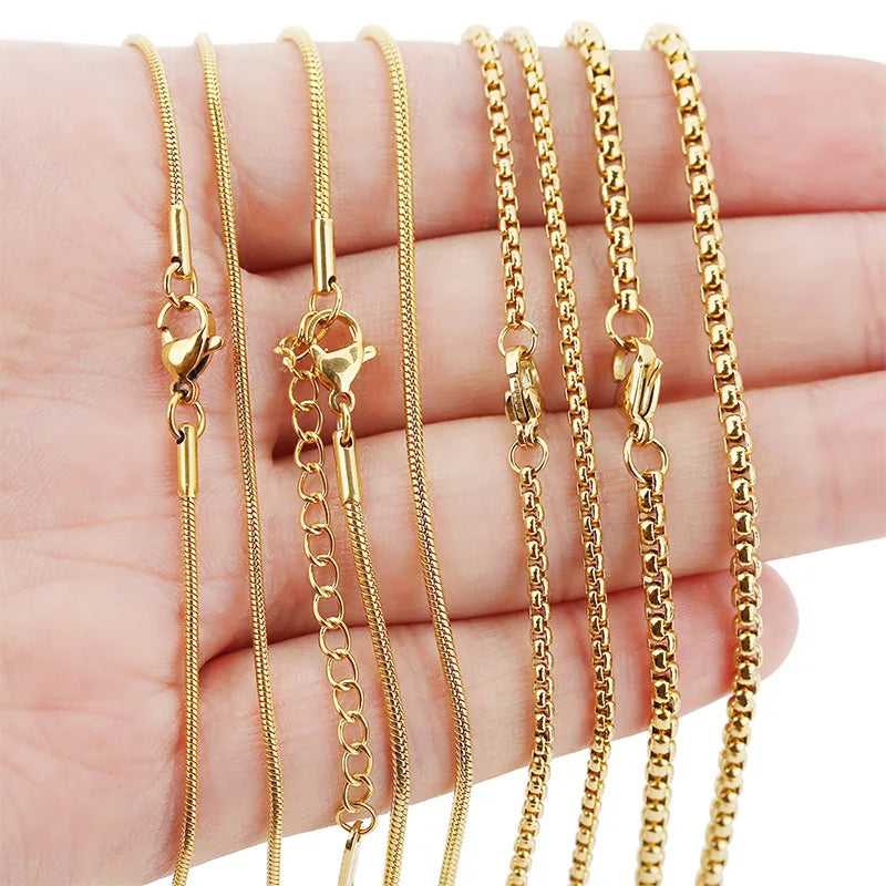 European and American Simple Snake Bone Chain Necklace Women'S 18k Square Pearl Fashion Chains for Jewelry Making Diy