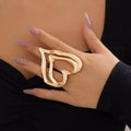 Unique Exaggerated Big Hollow Out Love Heart Rings for Women Trendy Creative Adjustable Open Rings Couple Y2K Jewelry Steampunk