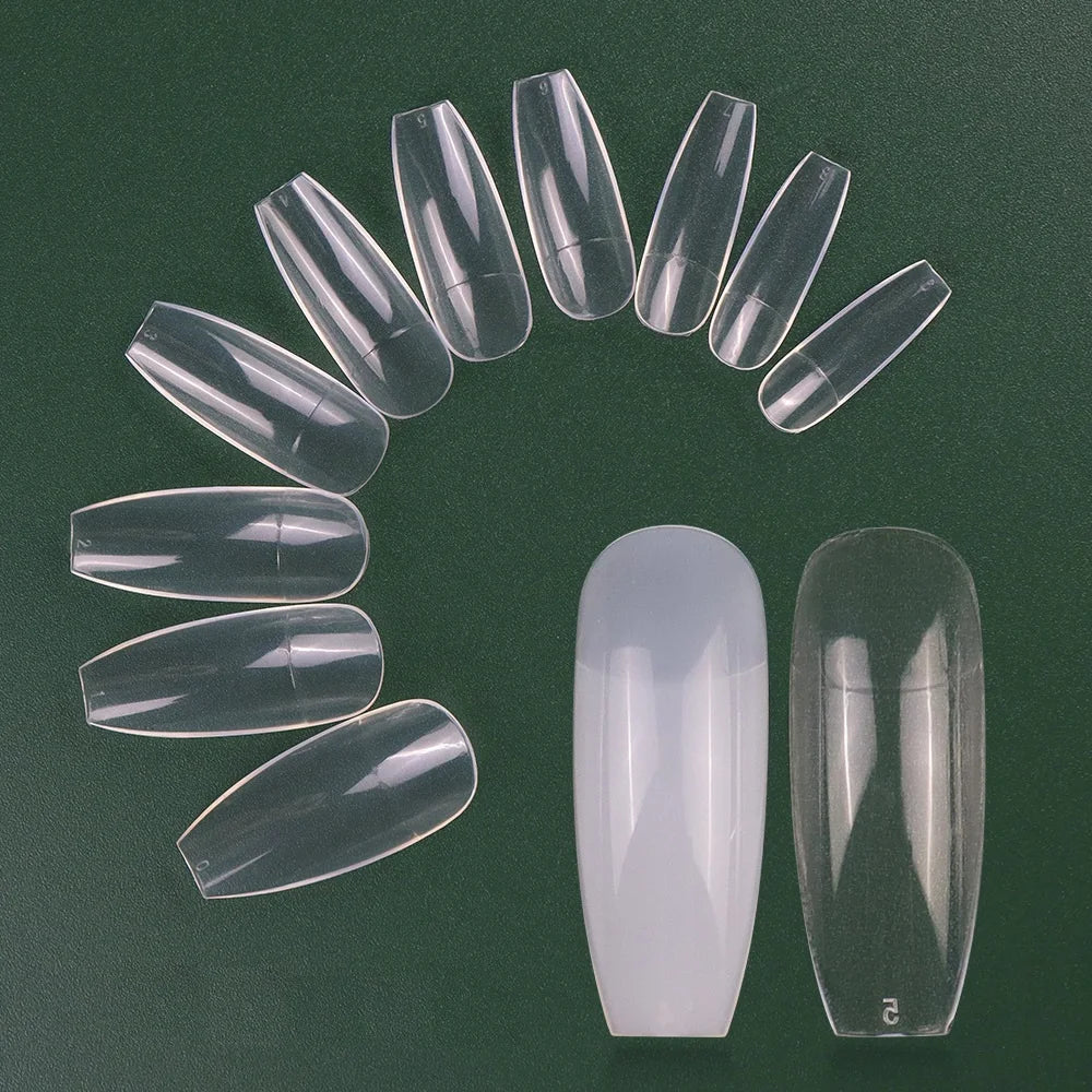 Wholesale Price New Design Custom Stiletto Nail Tips Natural Soft Gel X Nail Tips Long Coffin Off Full Cover Soft Gel Nail Tips