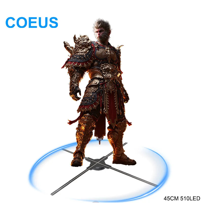 COEUS Factory Direct Custom 4-Blade 45CM 510LED 3D Hologram Portable Advertising LED Display Fan Customizable Direct Education