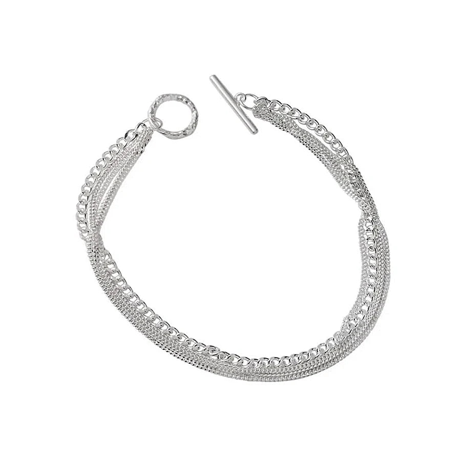 Multi Strand Toggle Bracelet Fine Jewelry 925 Sterling Silver Women Bracelets