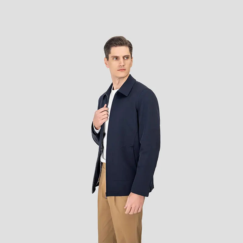 MTM Custom Executive Lapel Jacket Adults Casual Versatile Spring Autumn Breathable Zipper Closure Pleated Front Style Zipper Fly