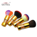 Socheal Nail Art Brush Plastic Handle Crimped Ferrule Hot Golden Quicksand Design Multi-Color Nails Dust Cleaning Sweeping Brush