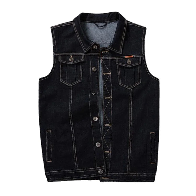 Plus Size 8XL Cotton Jeans Sleeveless Jacket Vest Men Denim Jeans Vest Male Cowboy Outdoors Waistcoat Mens Jackets