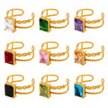 Adjustable Stainless Steel Tarnish Latest Weeding Series Hot Sale Colorful Perfect Big Zircon Rings for Marriage